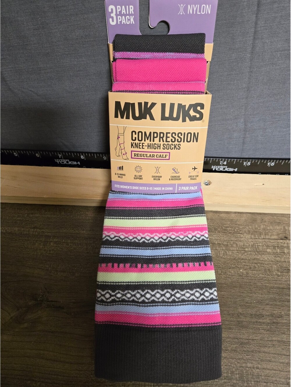 Muk Luks Compression Knee-High Socks 3 Pair Pack Regular Cal